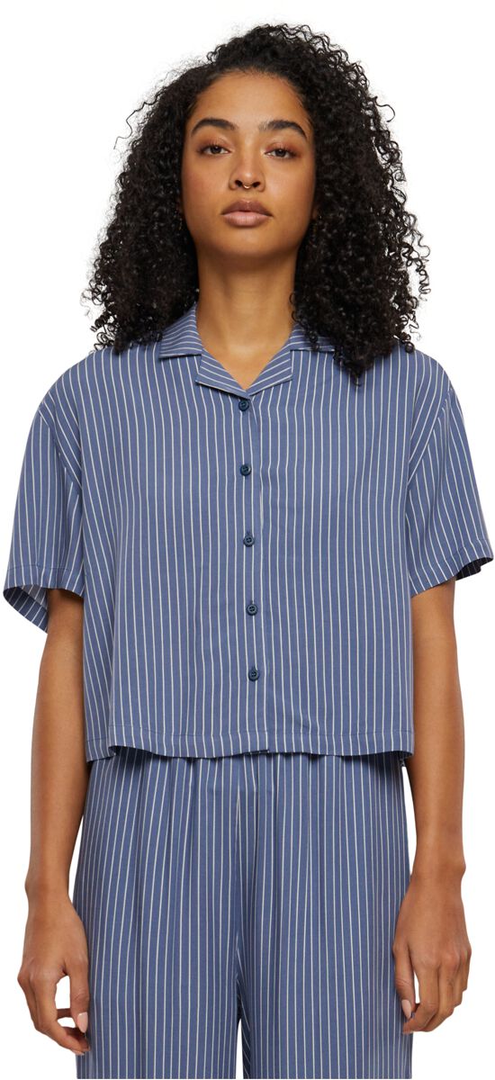 Urban Classics - Ladies Viscose Resort Shirt - Kurzarmhemd - blau