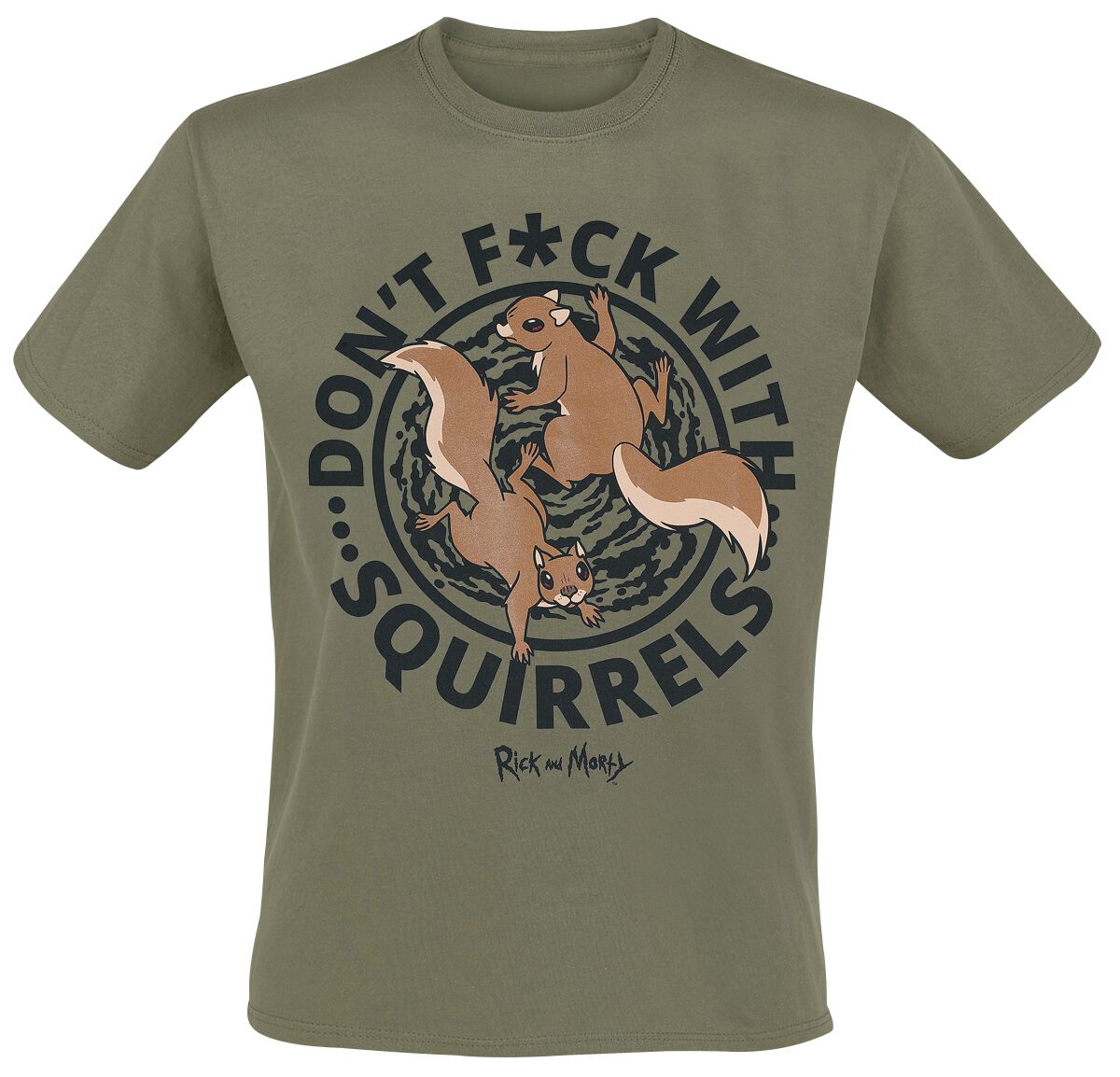 Rick And Morty T-Shirt - Don`t F*ck With Squirrels - S bis XXL - für Männer - Größe S - khaki  - EMP exklusives Merchandise!