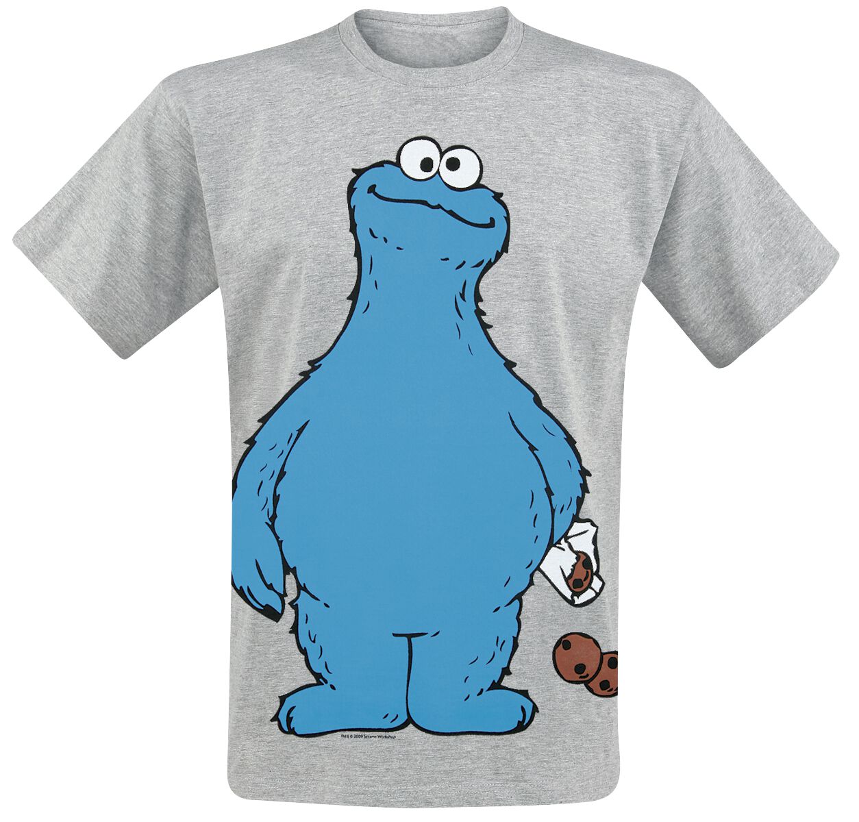 Sesamstraße T-Shirt - Krümelmonster - Cookie Thief - S bis 4XL - für Männer - Größe XL - grau meliert  - Lizenzierter Fa