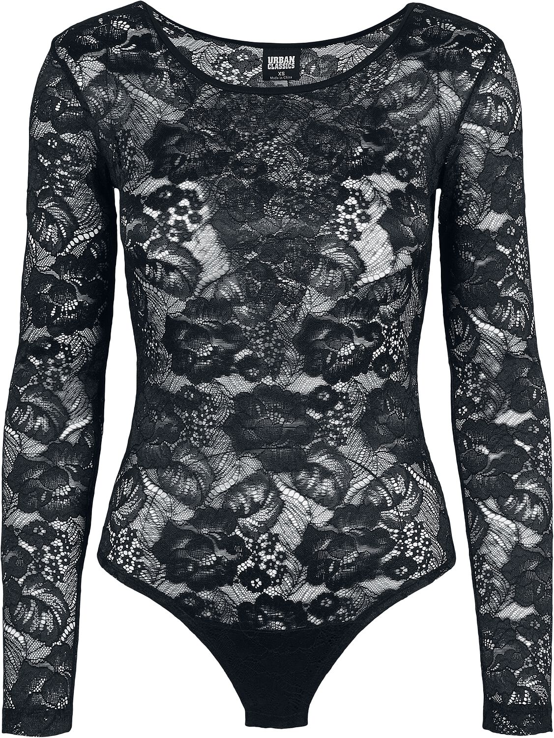 Urban Classics Body - Ladies Lace Longsleeve Body - XS bis XL - für Damen - Größe XL - schwarz
