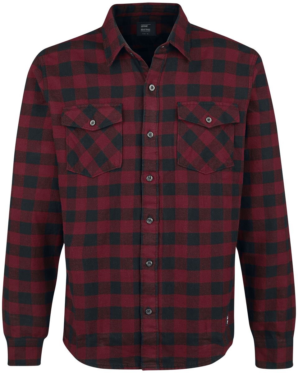 Vintage Industries Flanellhemd - Harley Shirt - S bis 3XL - für Männer - Größe 3XL - rot/schwarz