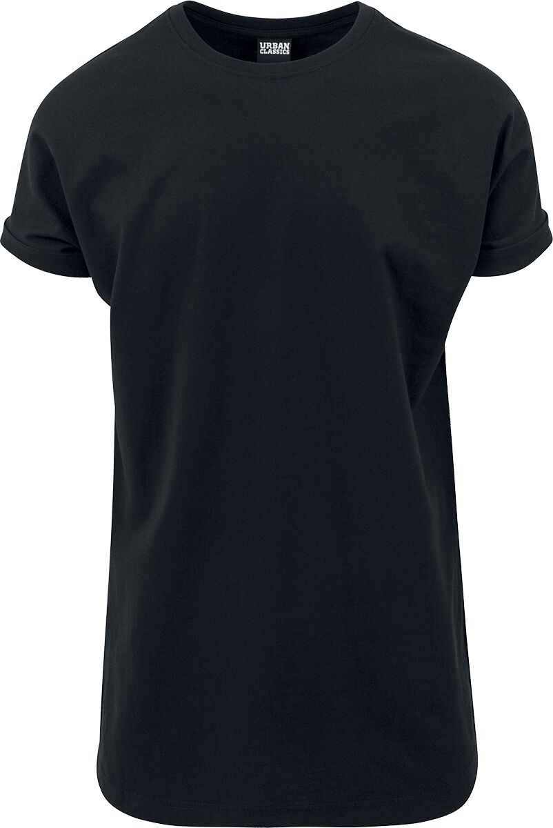 Urban Classics T-Shirt - Long Shaped Turnup Tee - S bis XXL - für Männer - Größe L - schwarz