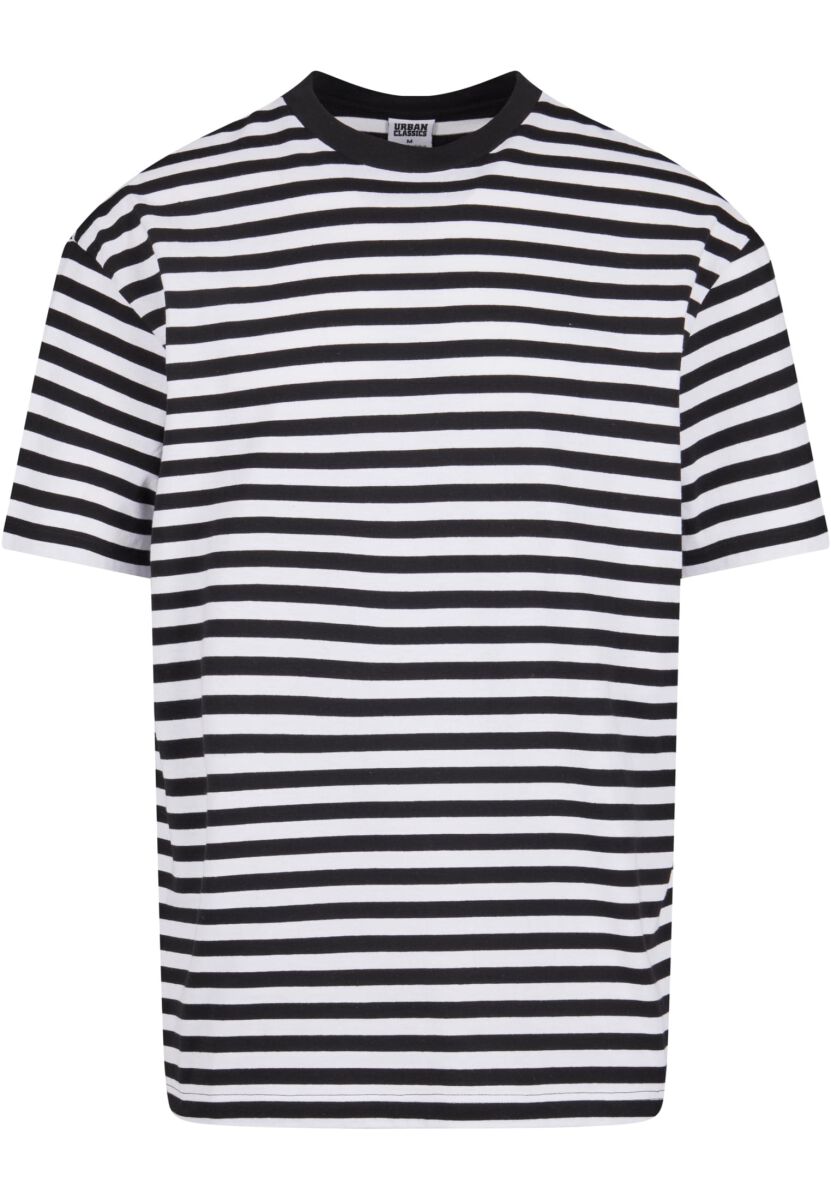 Urban Classics T-Shirt - Regular Stripe Tee - S bis 4XL - für Männer - Größe L - schwarz/weiß