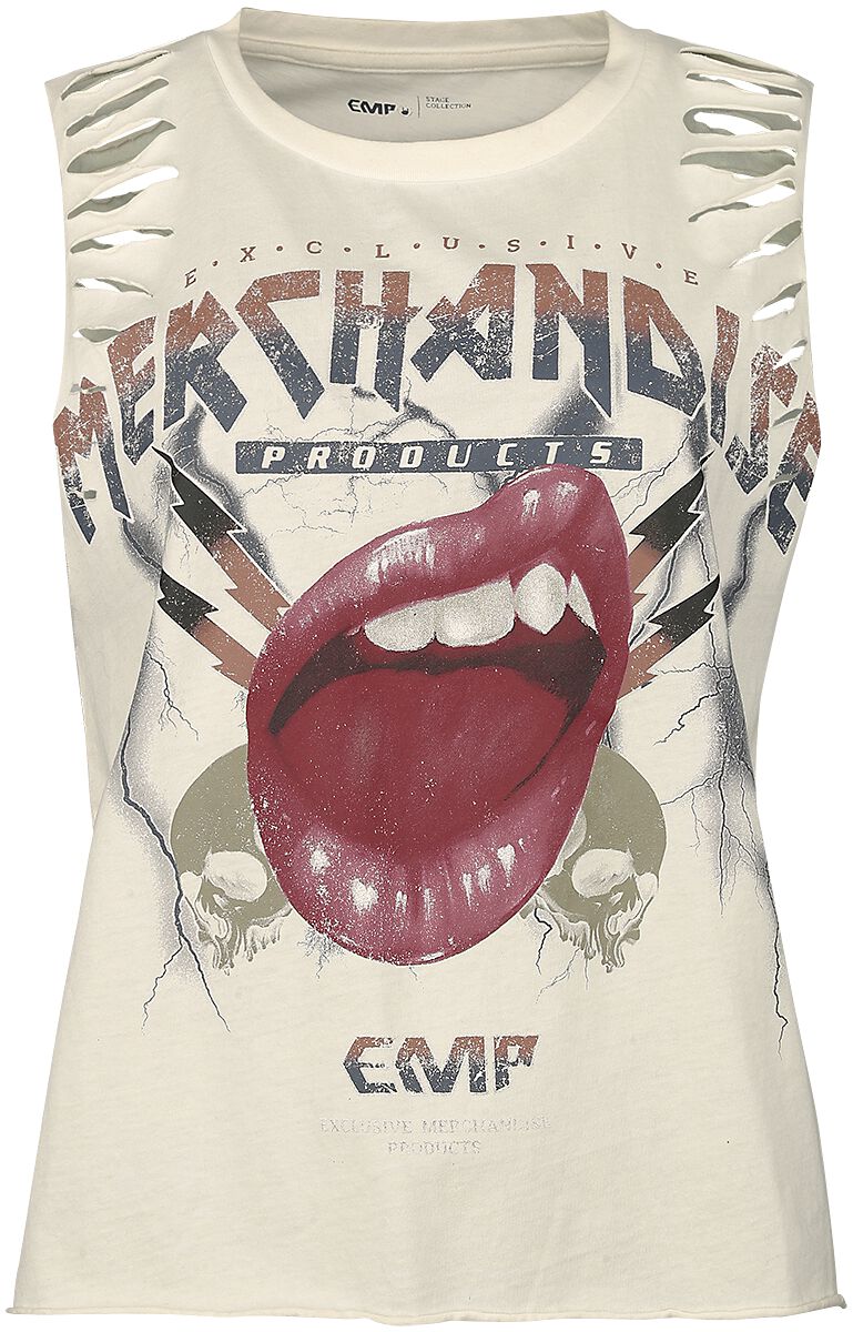 EMP Stage Collection Tank Top With Vintage Print Tank-Top weiß in S