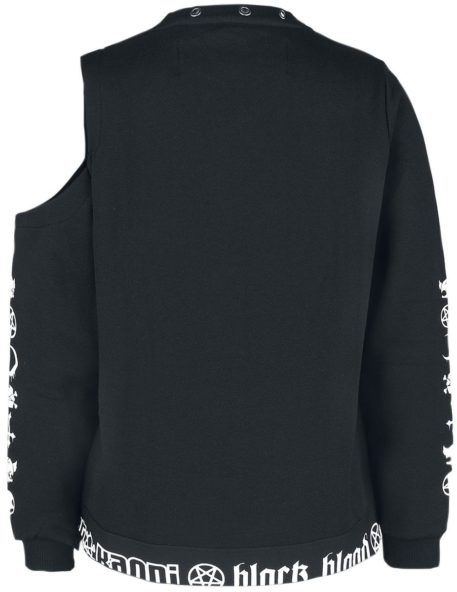 Black Blood by Gothicana - Gothic Sweatshirt - Phat Kandi X Black Blood by Gothicana Cold- Shoulder Sweatshirt - XS bis XXL - für Damen - Größe S -