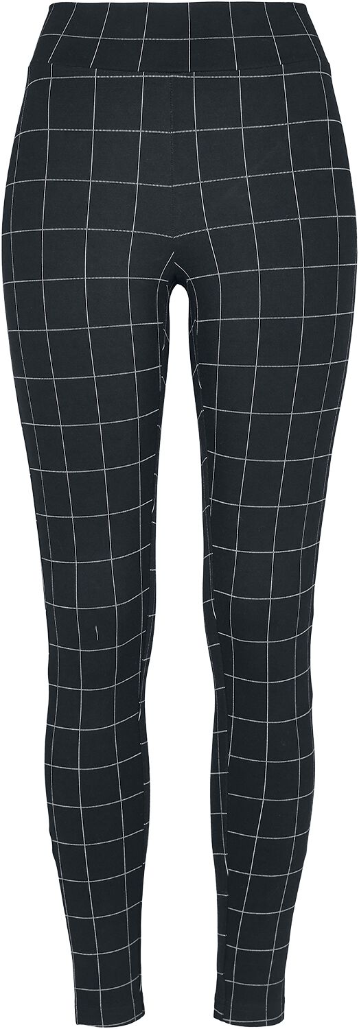Urban Classics Leggings - Ladies Check High Waist Leggings - XS bis 5XL - für Damen - Größe S - schwarz/weiß