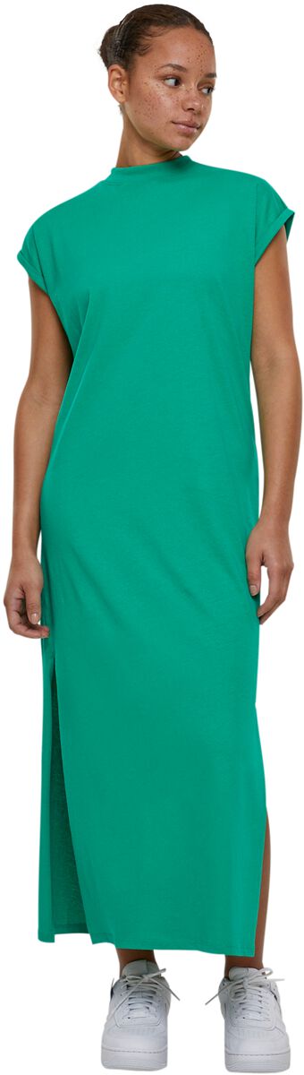 Urban Classics Kleid lang - Ladies Long Extended Shoulder Dress - XS bis 4XL - für Damen - Größe XS - grün