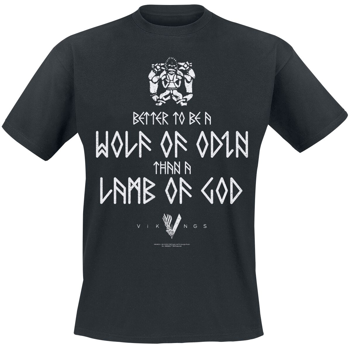 Vikings T-Shirt - Wolf Of Odin - S bis M - für Männer - Größe S - schwarz  - Lizenzierter Fanartikel