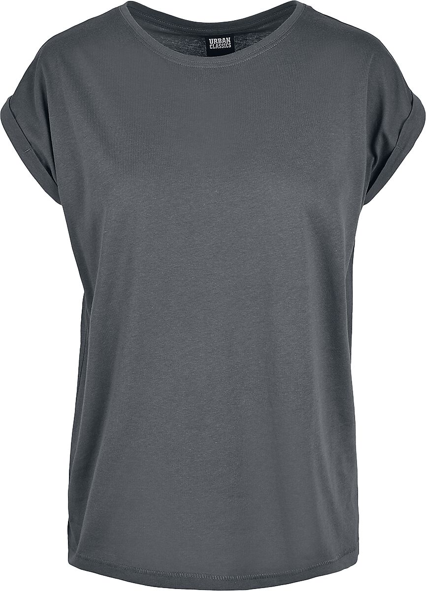 Urban Classics T-Shirt - Ladies Extended Shoulder Tee - XS bis XL - für Damen - Größe L - charcoal