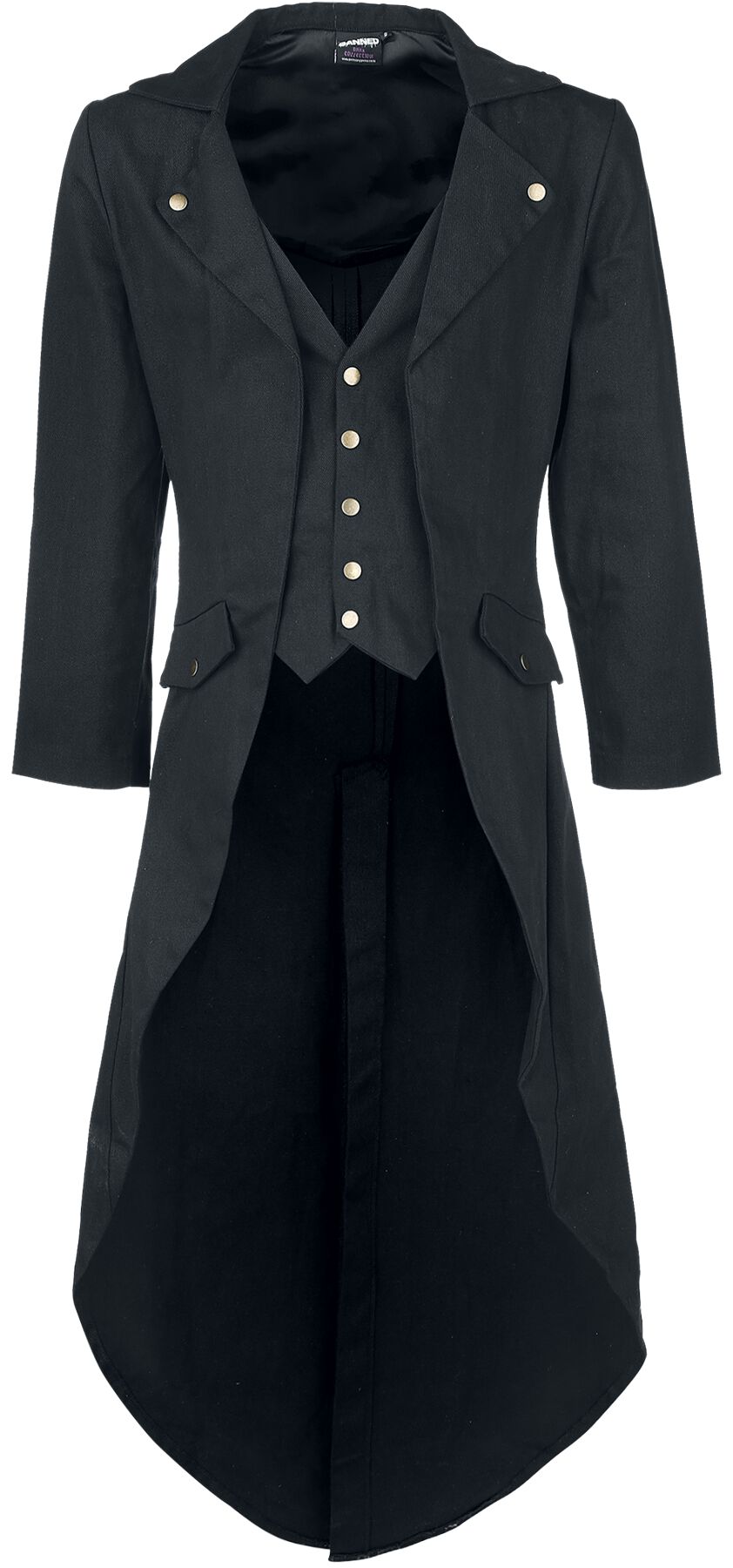 Banned Alternative Dovetail Coat Militärmantel schwarz in XL