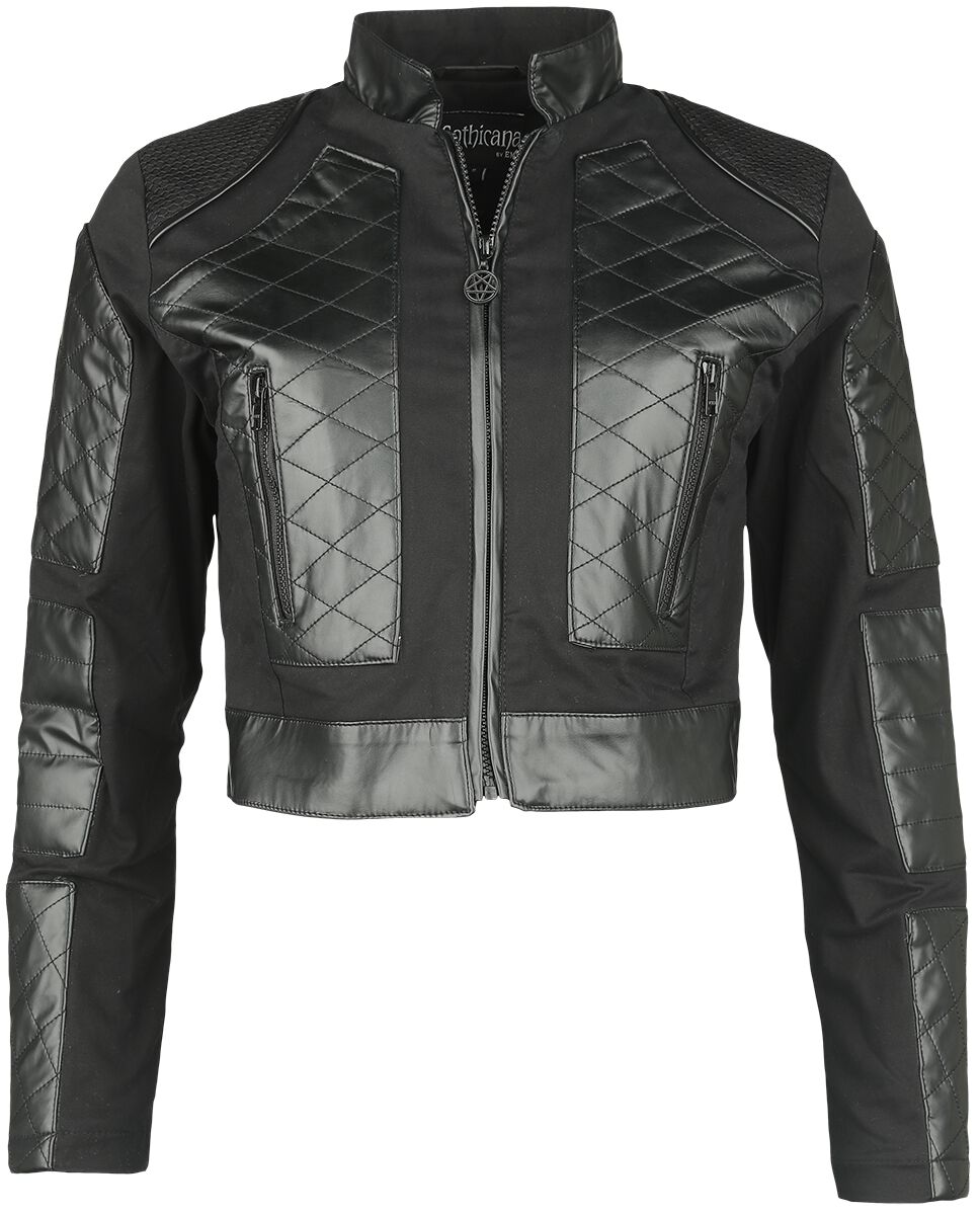 Gothicana by EMP - Gothic Übergangsjacke - Short jacket with faux leather details - XS bis XXL - für Damen - Größe XL - schwarz