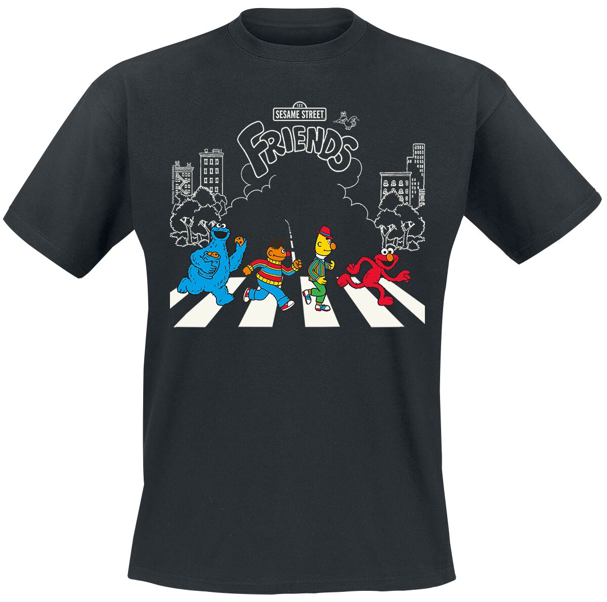 Sesamstraße T-Shirt - Ernie, Bert, Cookie Monster, Elmo - Come Together - S bis 3XL - für Männer - Größe S - schwarz  - Lizenzierter Fanartikel