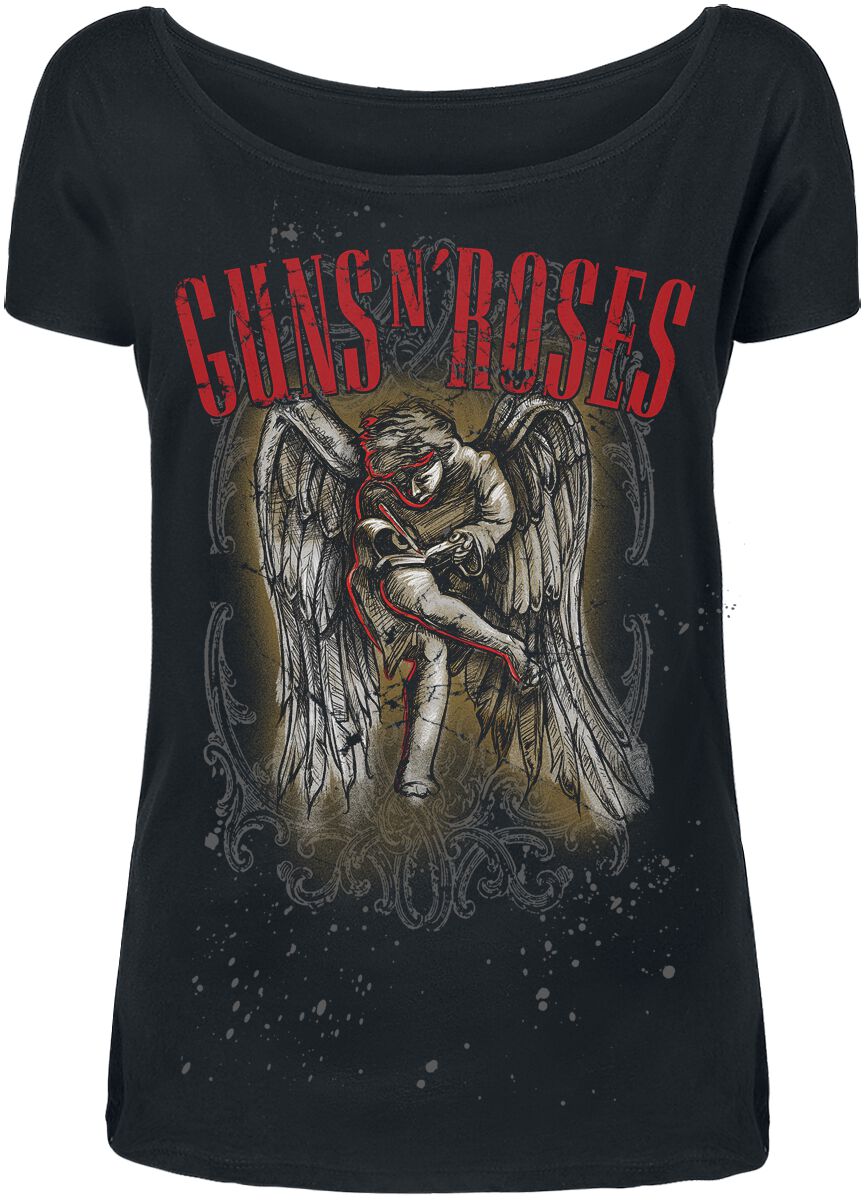 Guns N` Roses T-Shirt - Sketched Cherub - S bis XXL - für Damen - Größe XL - schwarz  - Lizenziertes Merchandise!