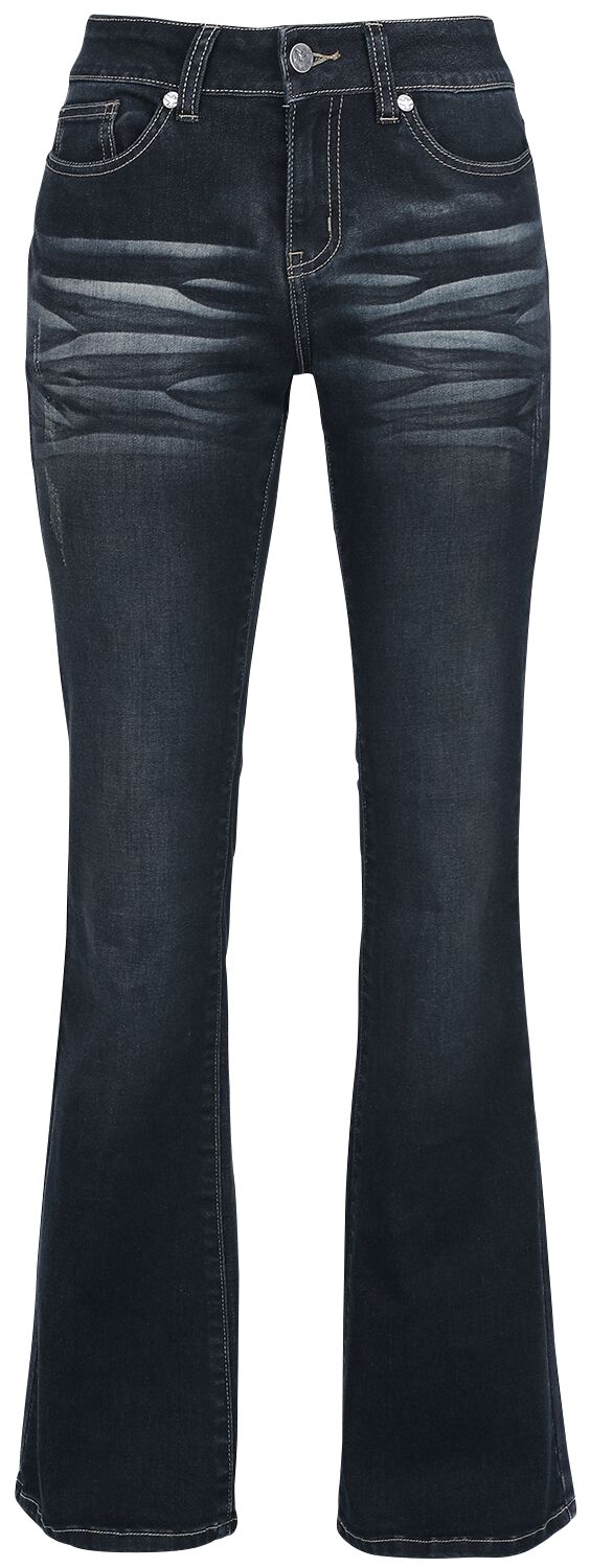 Black Premium by EMP Jeans - Grace - Dunkelblaue Jeans mit Waschung und Schlag - W27L30 bis W35L34 - für Damen - Größe W30L32 - dunkelblau