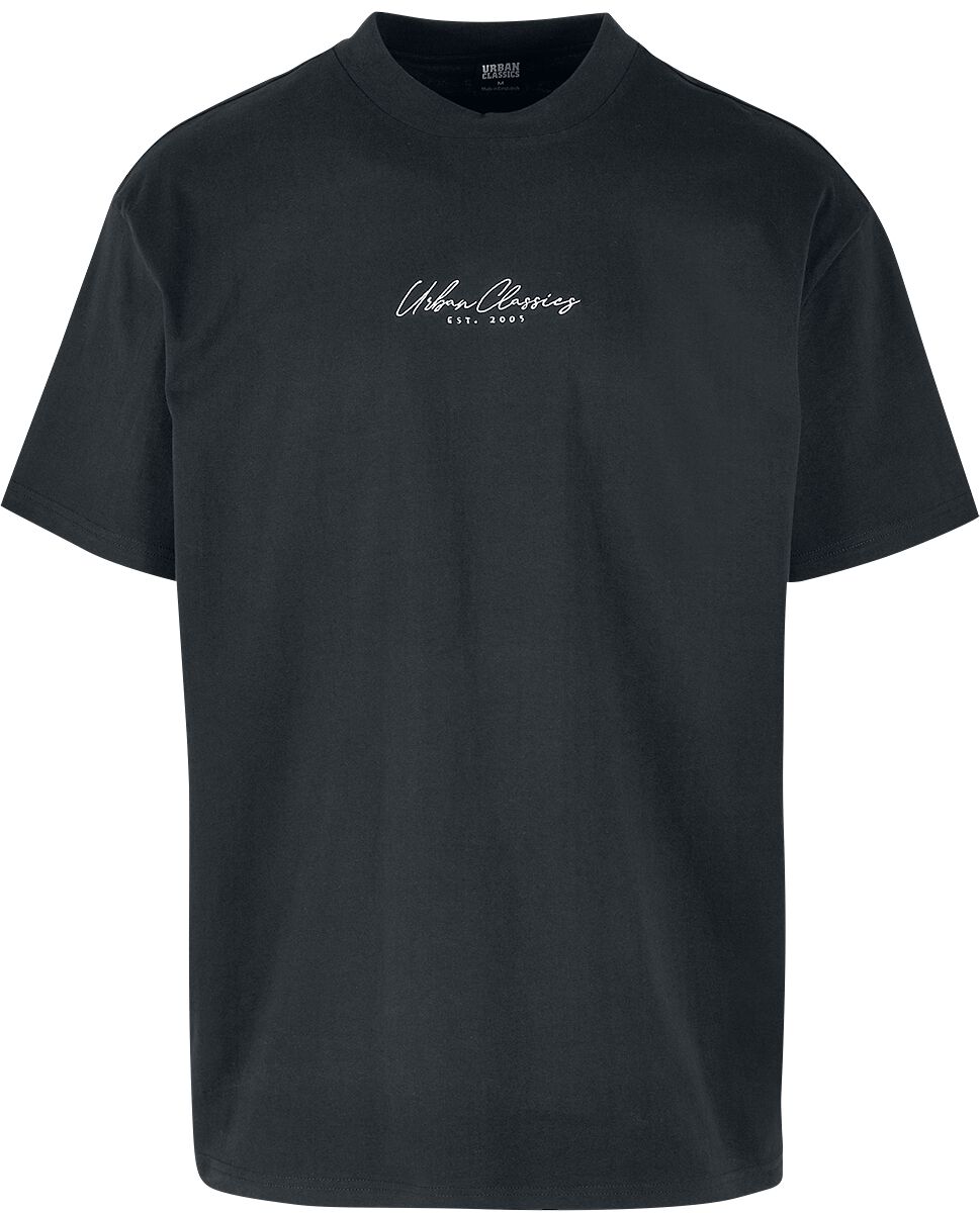 Urban Classics T-Shirt - Oversized Mid Embroidery Tee - S bis 3XL - für Männer - Größe M - schwarz