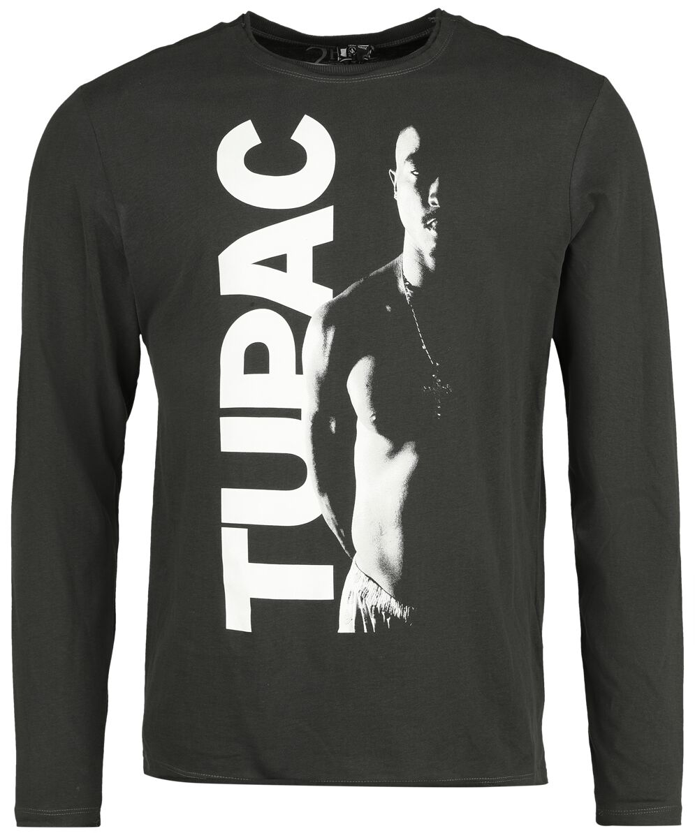 Tupac Shakur Langarmshirt - Amplified Collection - Shakur - S bis XXL - für Männer - Größe S - charcoal  - Lizenziertes Merchandise!