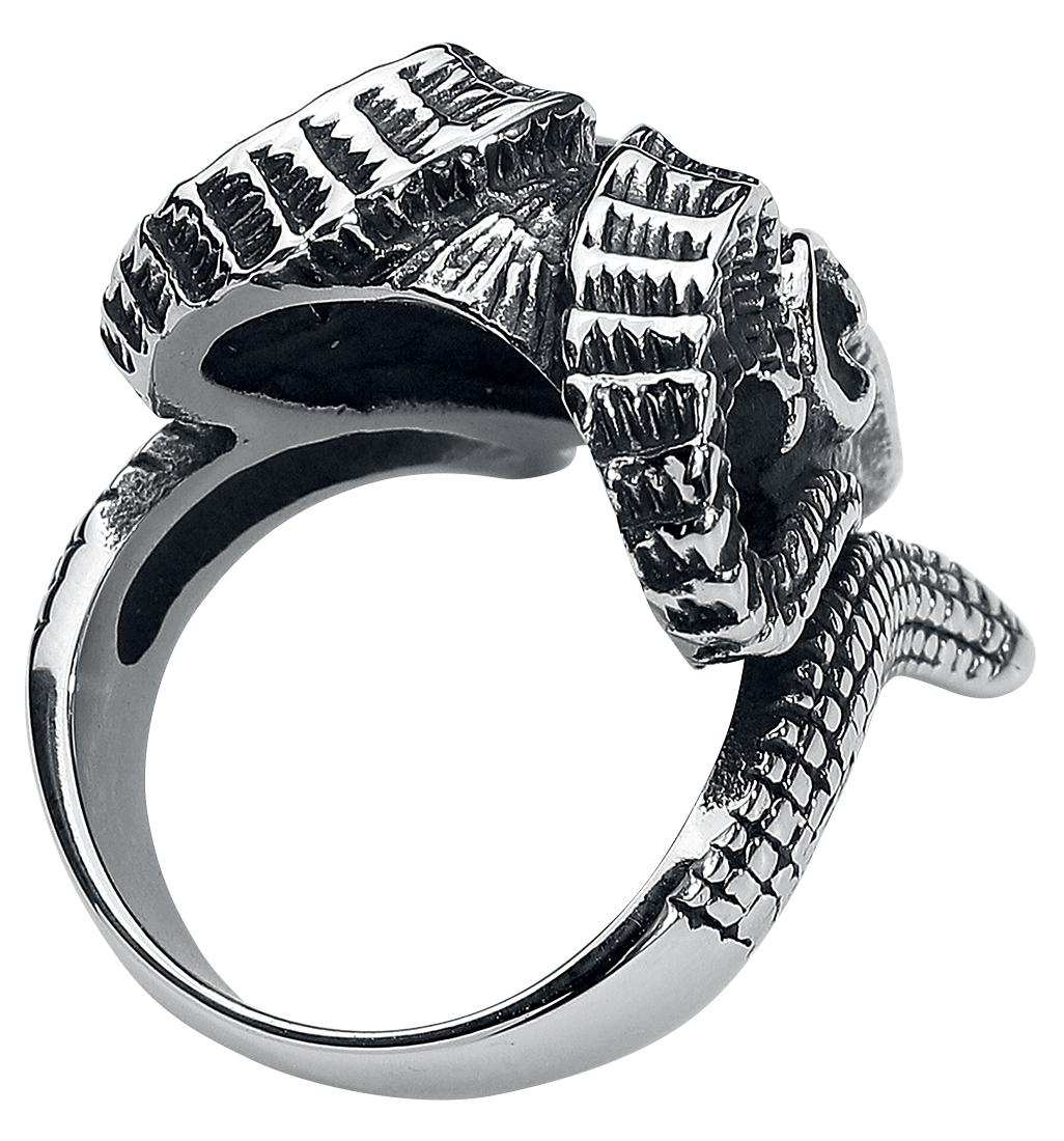 etNox hard and heavy - Gothic Ring - Widderschädel - silberfarben