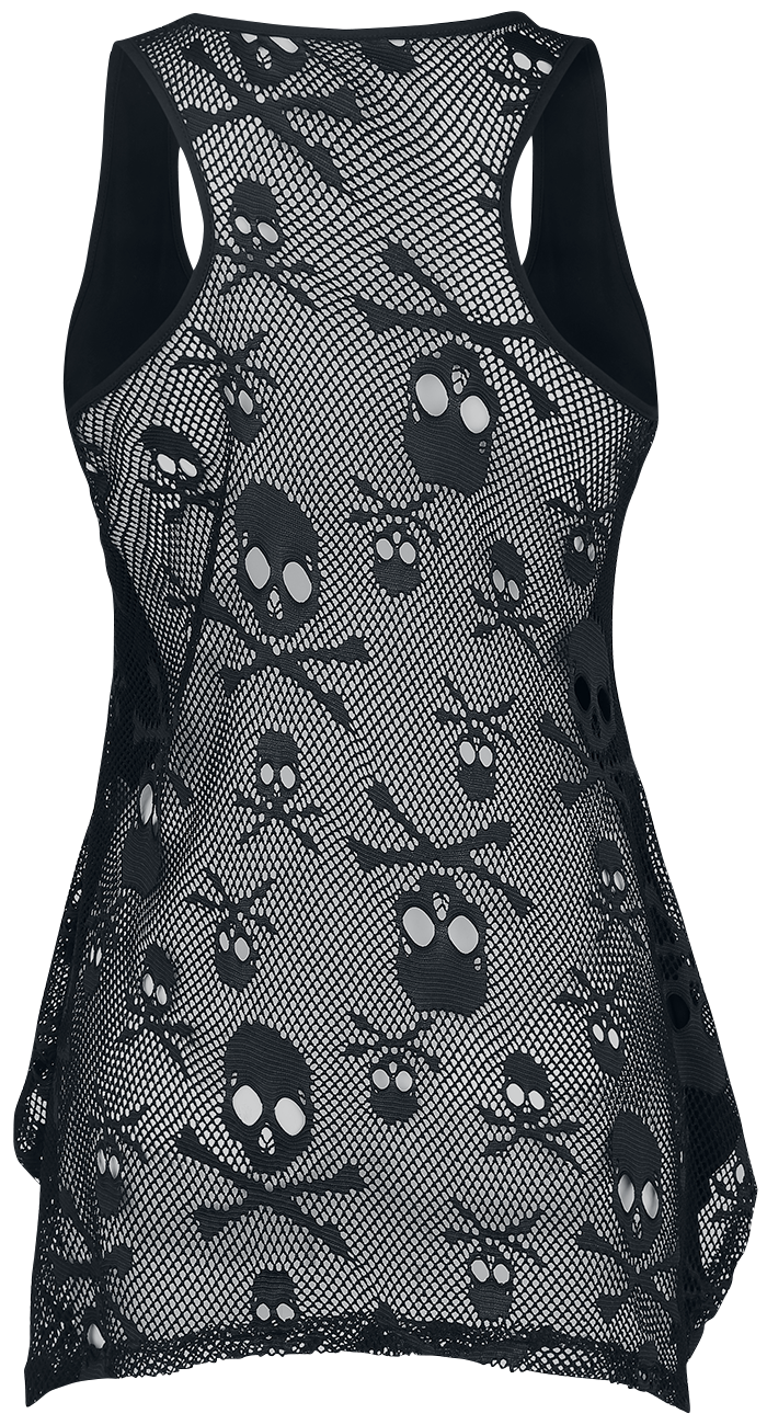 Jawbreaker - Gothic Top - Vitriol Skull Mesh - S bis XXL - für Damen - Größe XL - schwarz