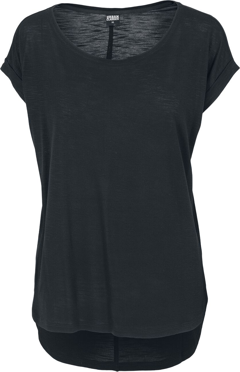 Urban Classics Ladies Long Back Shaped Slub Tee T-Shirt schwarz in XS