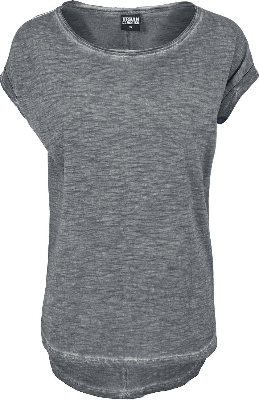 Urban Classics T-Shirt - Ladies Long Back Shaped Spray Dye Tee - XS bis XL - für Damen - Größe XL - dunkelgrau