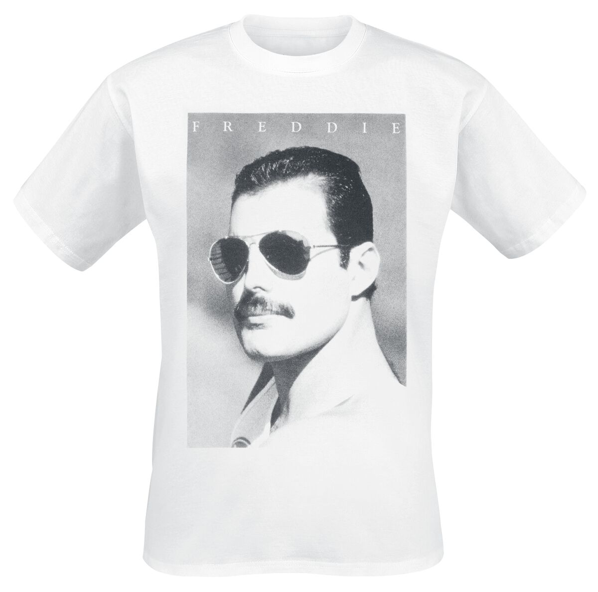 Image of Queen Freddie Mercury - Sunglasses T-Shirt weiß