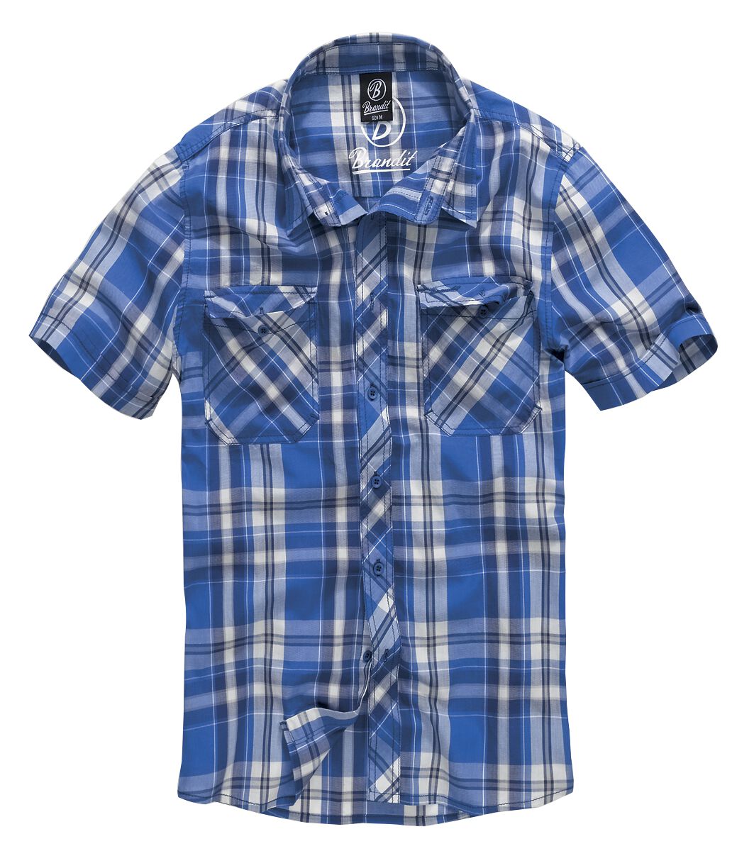 Brandit Kurzarmhemd - Roadstar - M bis XXL - für Männer - Größe XXL - blau/weiß
