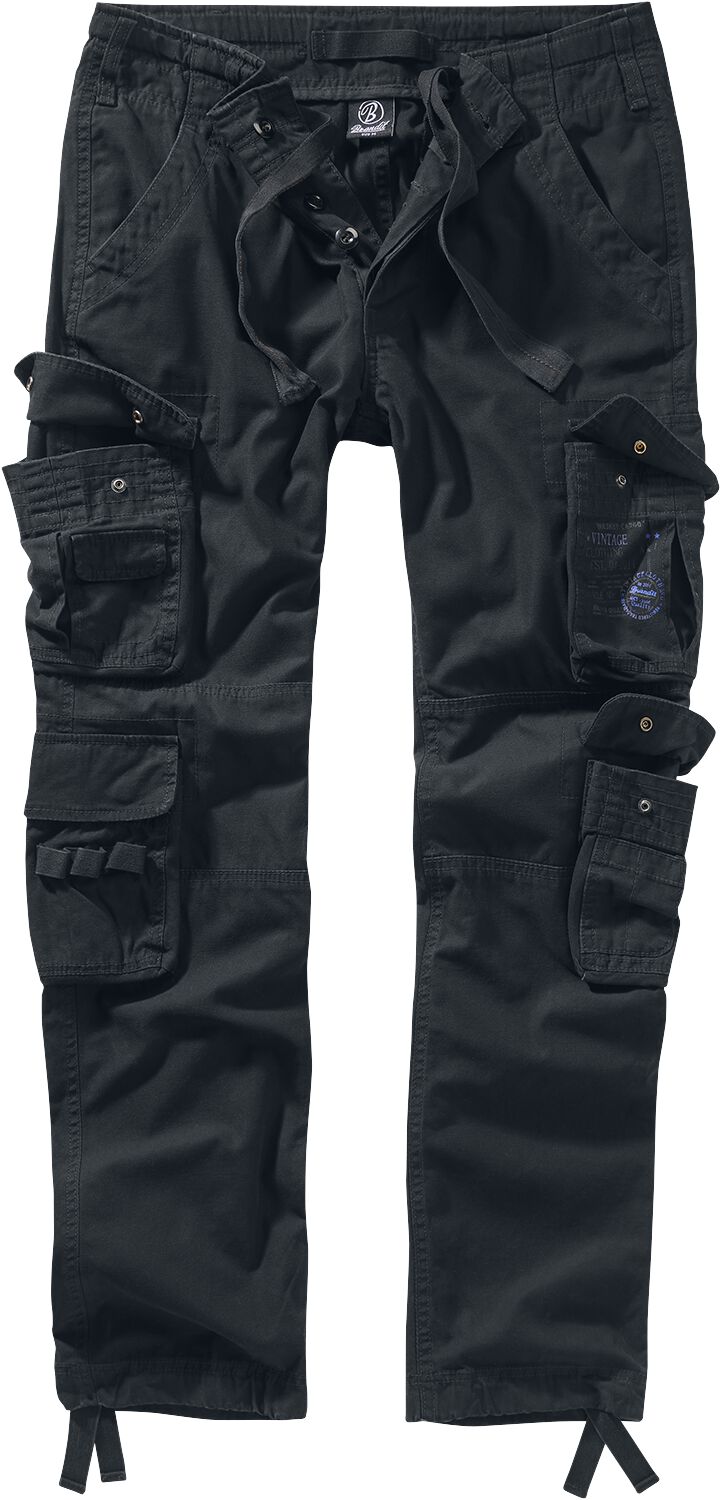 Brandit Cargohose - Pure Vintage Trouser Slim - S bis XXL - für Männer - Größe L - schwarz