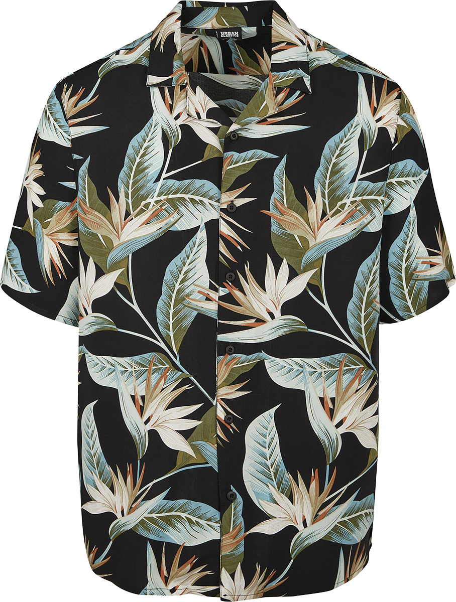 Urban Classics - Blossoms Resort Shirt - Kurzarmhemd - schwarz| grün