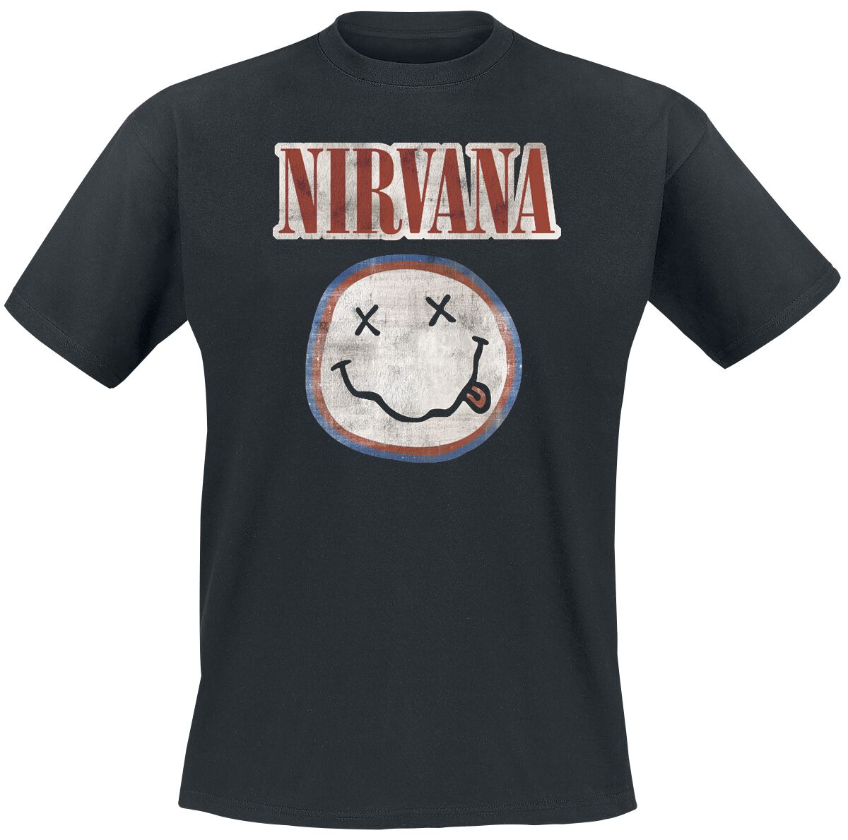 Nirvana Distressed Logo T-Shirt schwarz in XXL