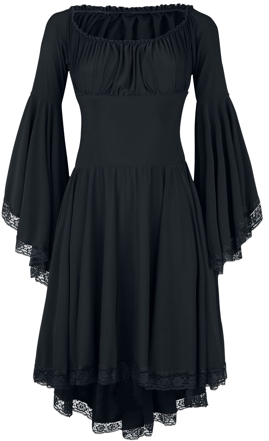 Ocultica - Mittelalter Kleid knielang - Jerseykleid - XS bis 3XL - für Damen - Größe 3XL - schwarz