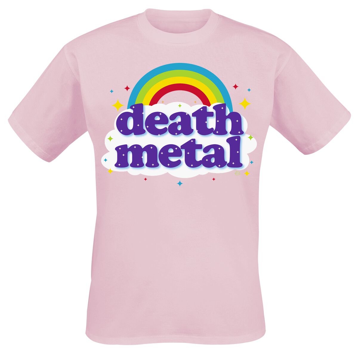 Image of T-Shirt Magliette Divertenti di Goodie Two Sleeves - Death Metal Rainbow - S a L - Uomo - rosa