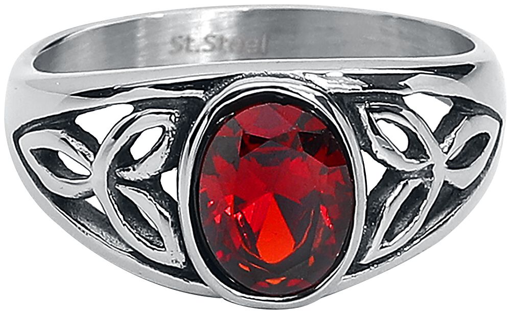 etNox Ring - Roter Kristall - für Damen - silberfarben