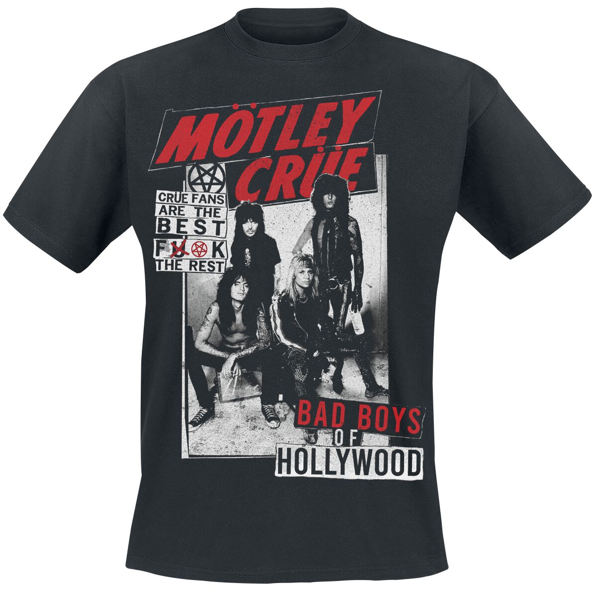 Mötley Crüe T-Shirt - Crue Fans Punk Hollywood - M bis XXL - für Männer - Größe M - schwarz  - Lizenziertes Merchandise!
