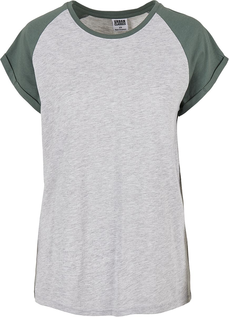 Urban Classics - Ladies Contrast Raglan Tee - T-Shirt - grau meliert|grün