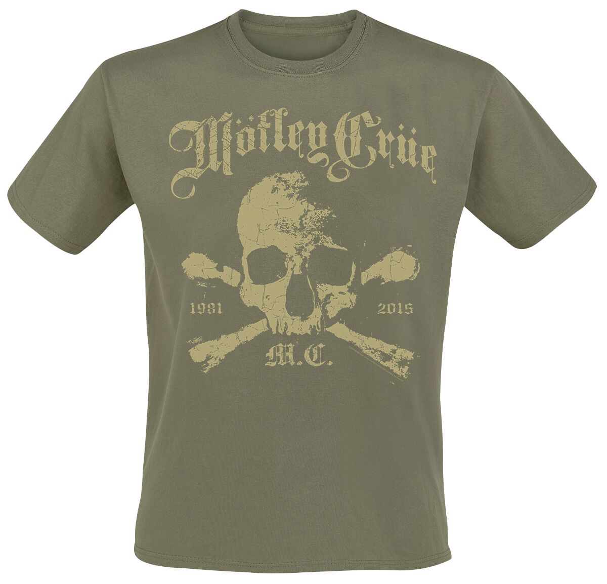 Mötley Crüe T-Shirt - Orbit Skull - S bis XXL - für Männer - Größe L - khaki  - Lizenziertes Merchandise!