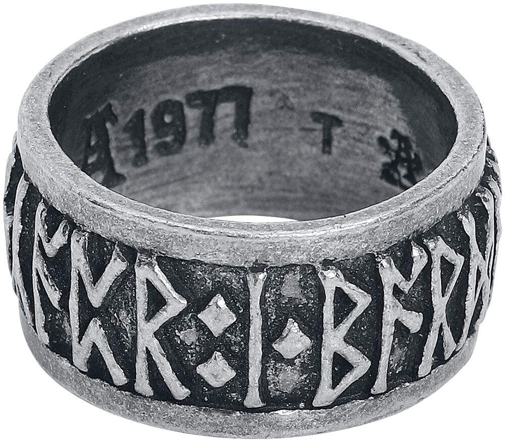 Alchemy Gothic - Mittelalter Ring - Schriftzeichen - für Männer - silberfarben