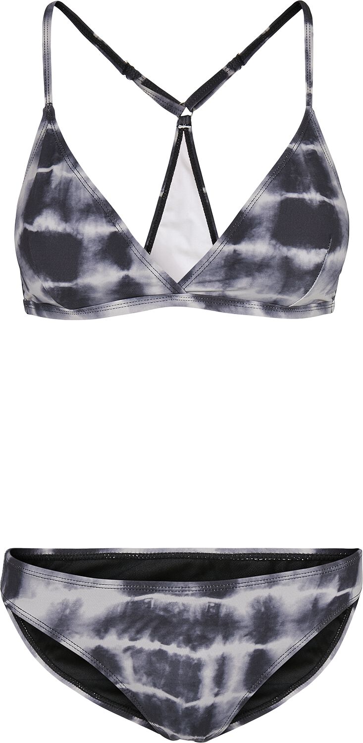 Urban Classics Bikini-Set - Ladies Tie Dye Triangle Back Bikini - XS bis XL - für Damen - Größe XL - schwarz/weiß