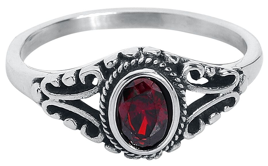 etNox - Gothic Ring - Ruby - für Damen - silberfarben