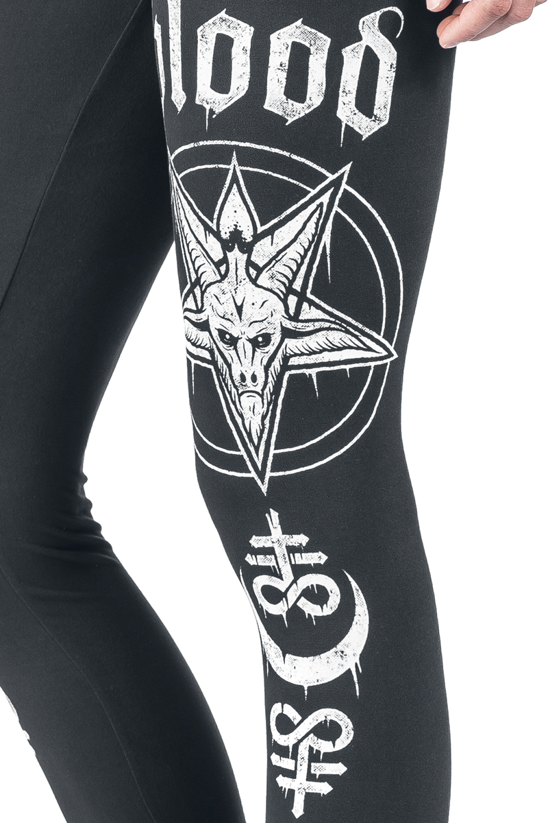 Black Blood by Gothicana Leggings mit auffälligem Print auf dem Bein Leggings schwarz - 30.02% Rabatt