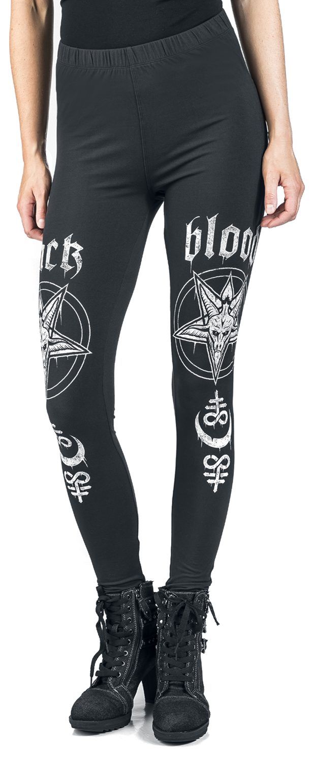 Black Blood by Gothicana Leggings mit auffälligem Print auf dem Bein Leggings schwarz - 30.02% Rabatt