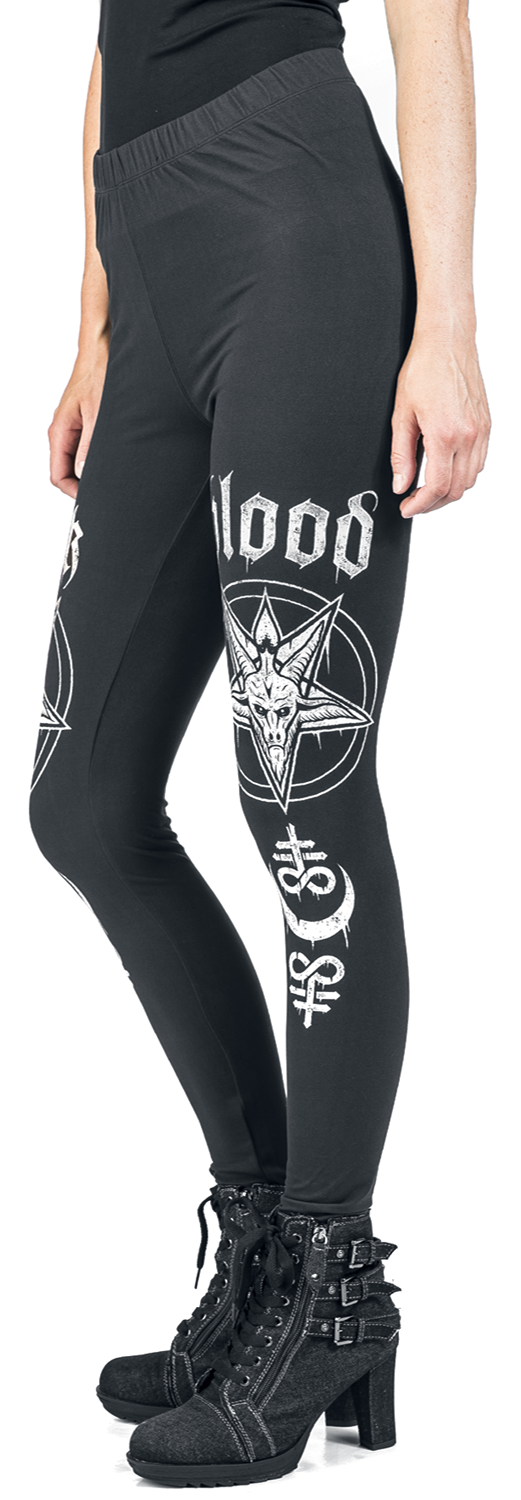 Black Blood by Gothicana Leggings mit auffälligem Print auf dem Bein Leggings schwarz - 30.02% Rabatt