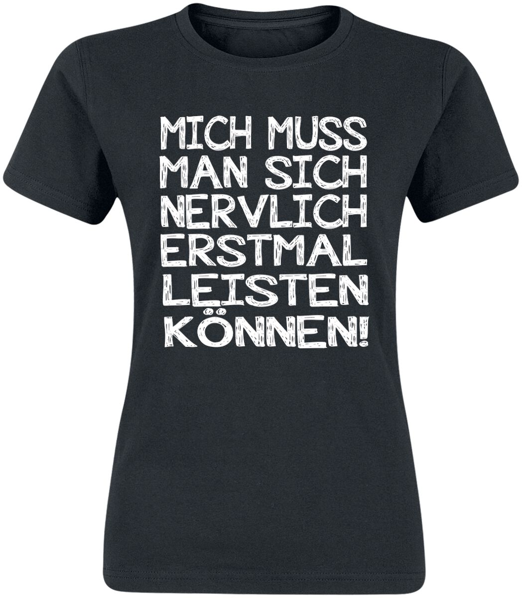 Sprüche T-Shirt – Nervlich leisten können – S bis 3XL – für Damen – Größe L – schwarz