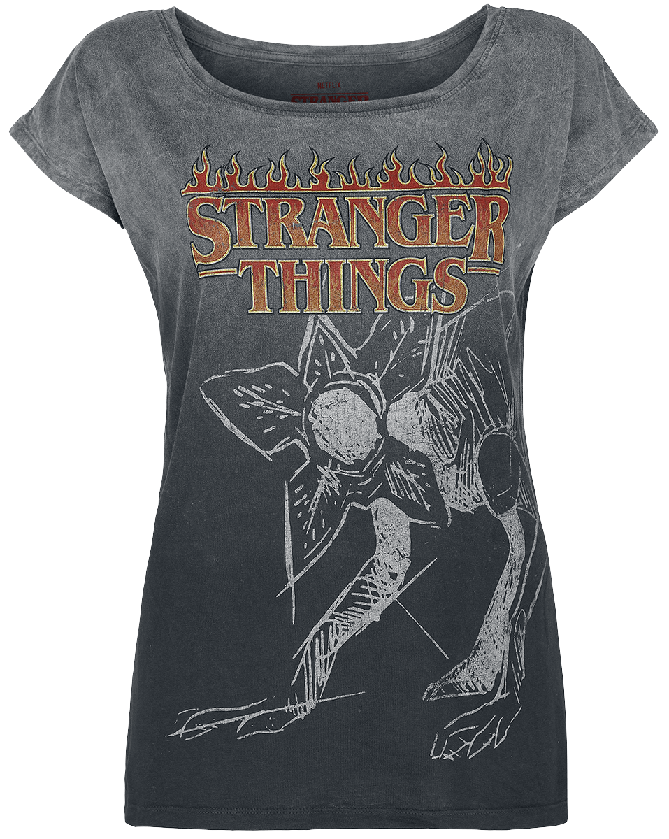 Stranger Things T-Shirt - Fire Logo - S bis XL - für Damen - Größe L - grau  - EMP exklusives Merchandise!