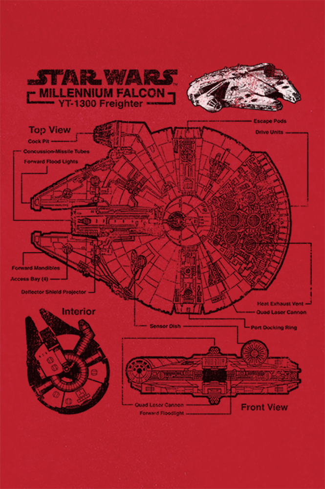 Star Wars Falcon T-Shirt rot