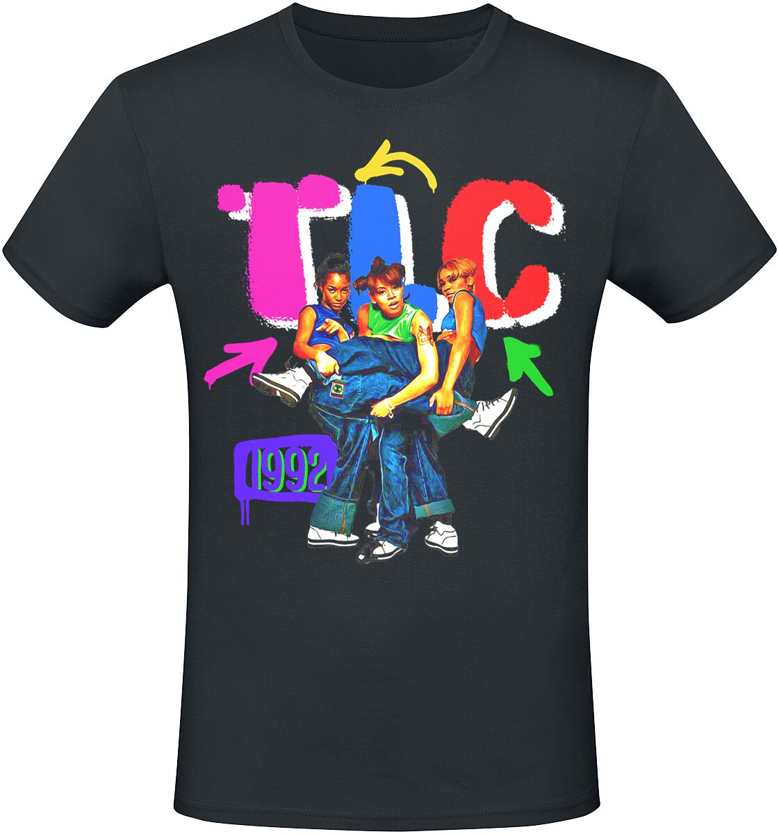 TLC Collage T-Shirt schwarz in XXL