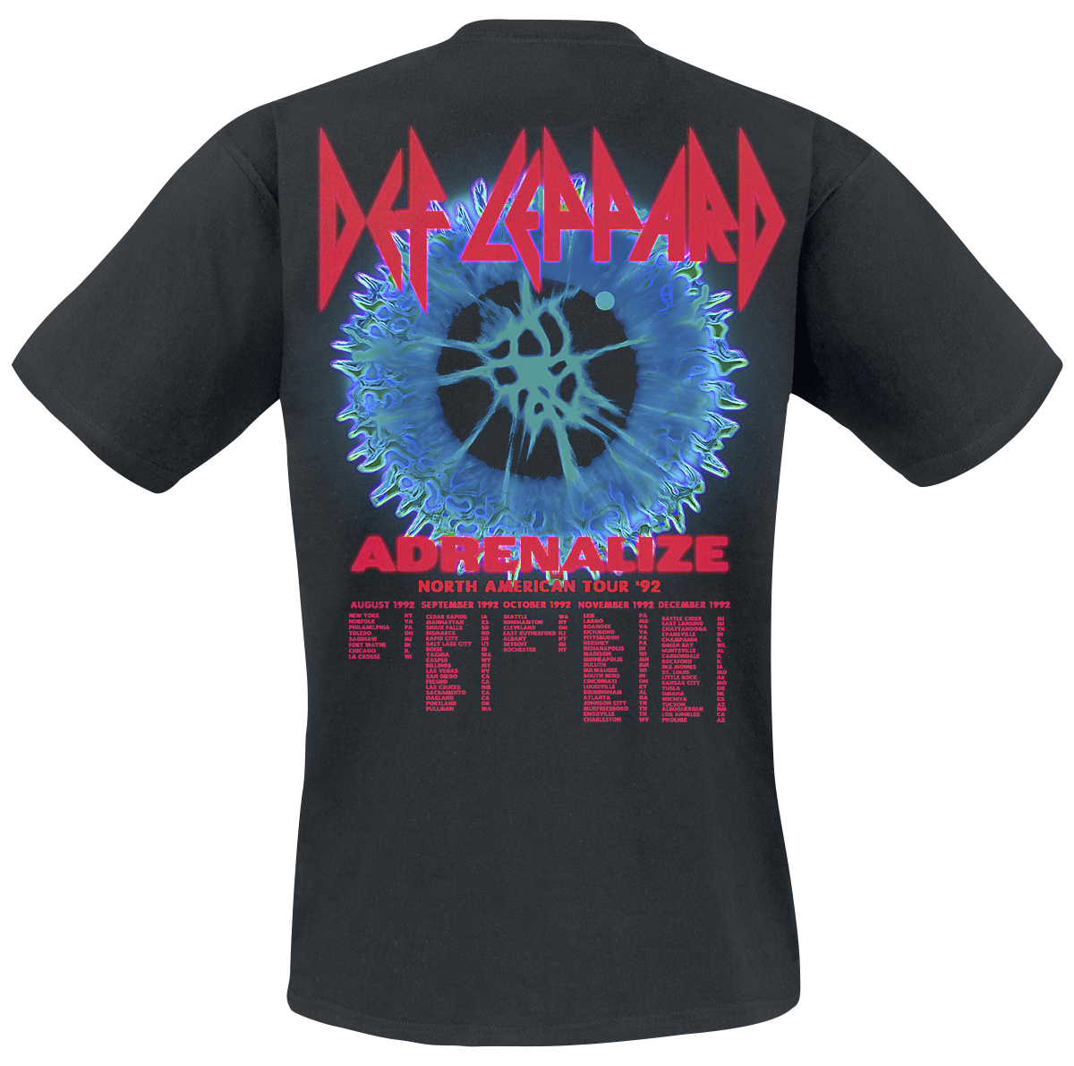 Def Leppard T-Shirt - Adrenalize North American Tour 92 - L - für Männer - Größe L - schwarz  - Lizenziertes Merchandise!