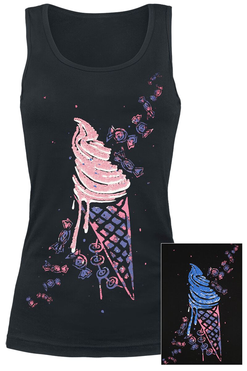 Full Volume by EMP Tank Top with Sequins and Print Top schwarz in XXL