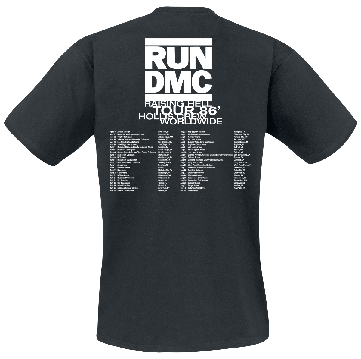 Run DMC T-Shirt - Burning Cadillac Tour 86 - S bis XL - für Männer - Größe S - schwarz  - Lizenziertes Merchandise!