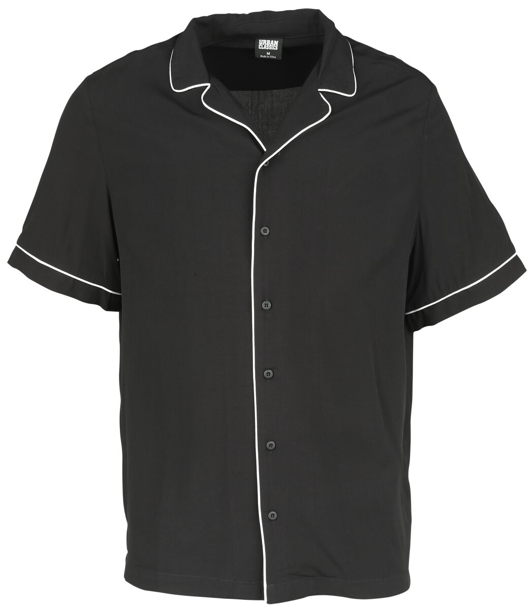 Urban Classics Kurzarmhemd - Bowling Shirt - S bis XL - für Männer - Größe L - schwarz