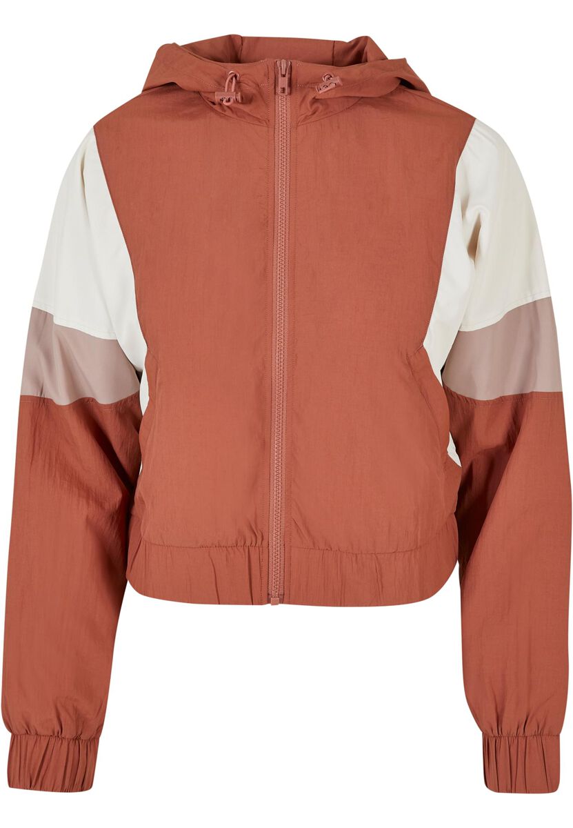 Urban Classics Trainingsjacke - Ladies Short 3-Tone Crinkle Jacket - XS bis XL - für Damen - Größe M - multicolor